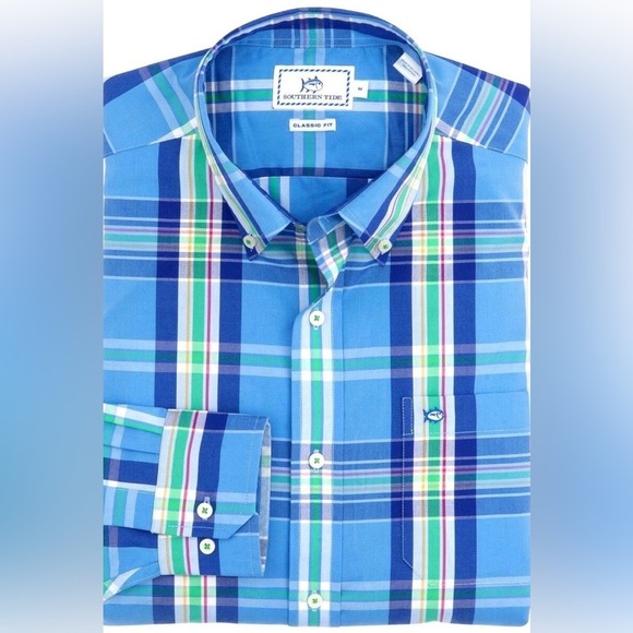 Southern Tide LS Palmetto Plaid Shirt Ocean Channel Button Down Sz M Rtl $99 - Picture 2 of 7